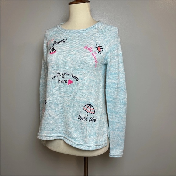 Lilly Pulitzer Danette Sweater Blue Marl Sail-abration Embroidery Beach Size XS - Picture 3 of 14